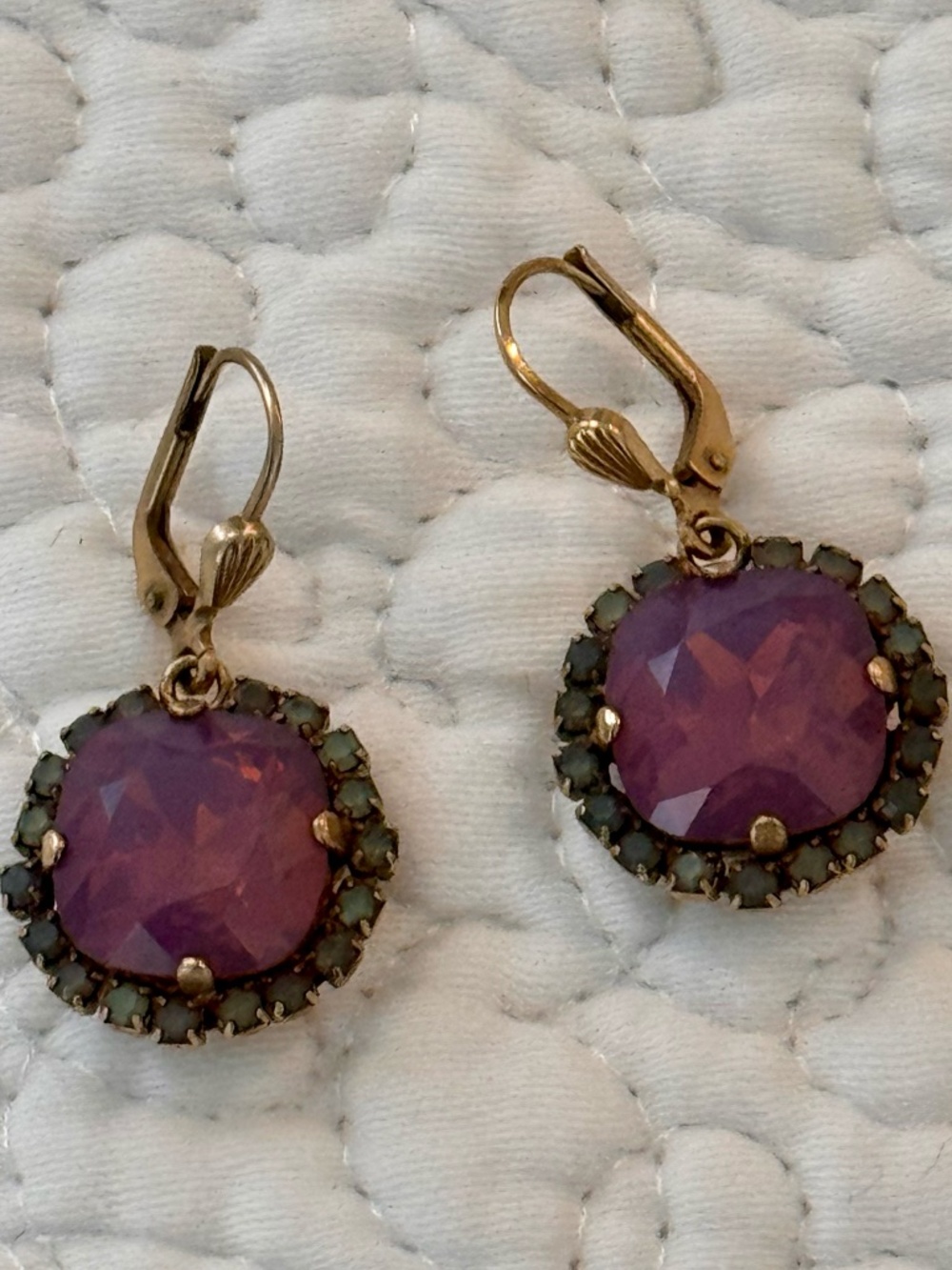 Dark Pink Crystal Earrings